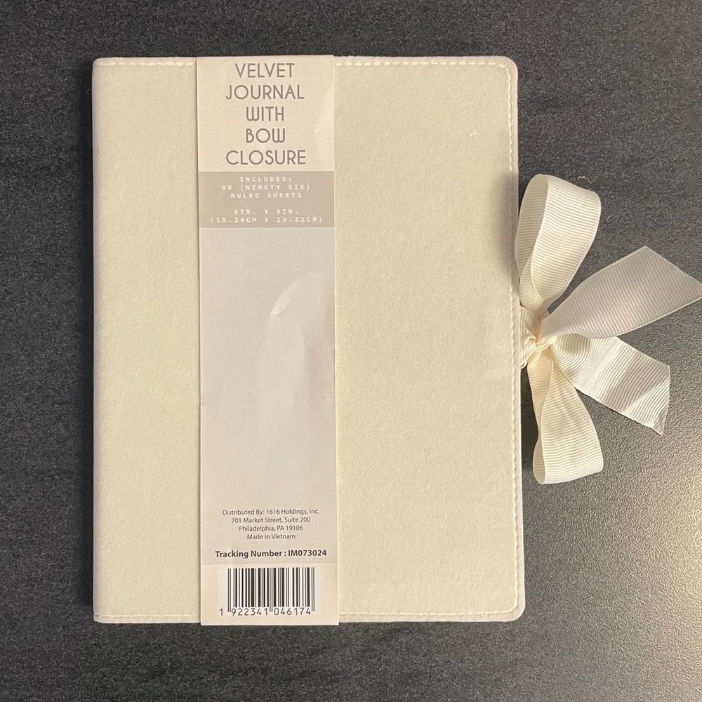 Set of 2 New Journals Bundle Blue Minimalist + Ivory Velvet Bow Closure Notebook